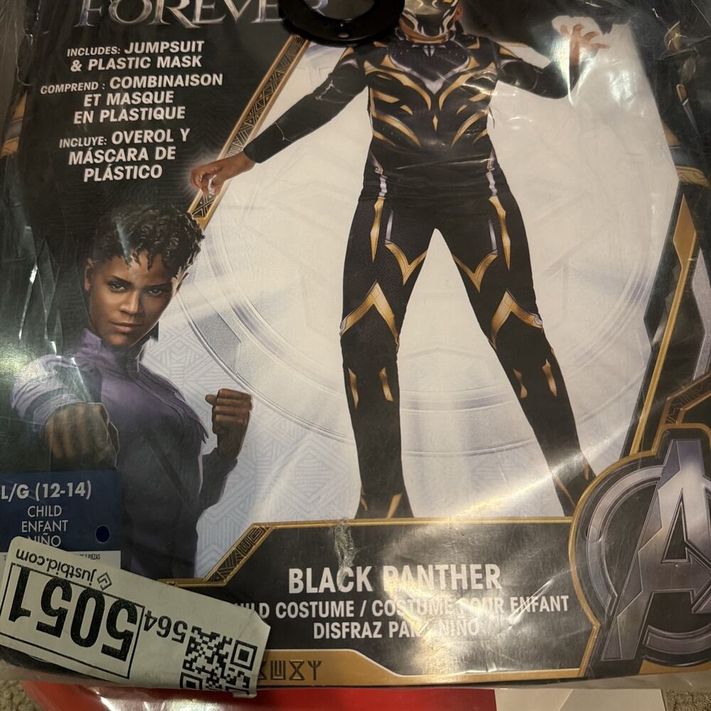 Marvel Wakanda Forever Black Panther Halloween Costume Child Size L 12-14